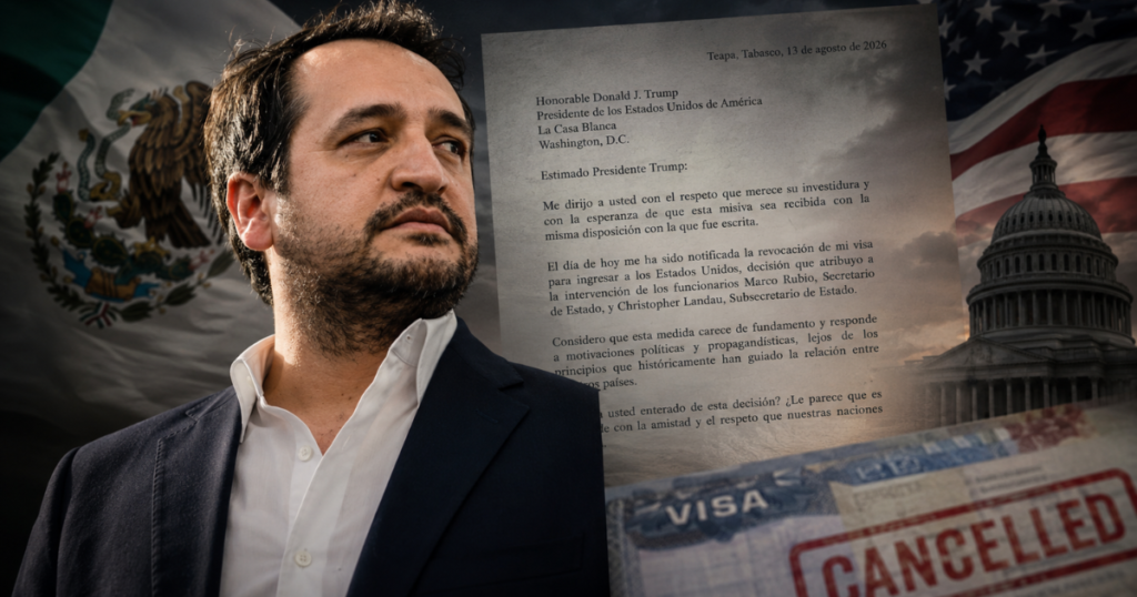 Andrés Manuel López Beltrán publicó una carta a Donald Trump denunciando la cancelación de su visa por parte de Marco Rubio y Christopher Landau.