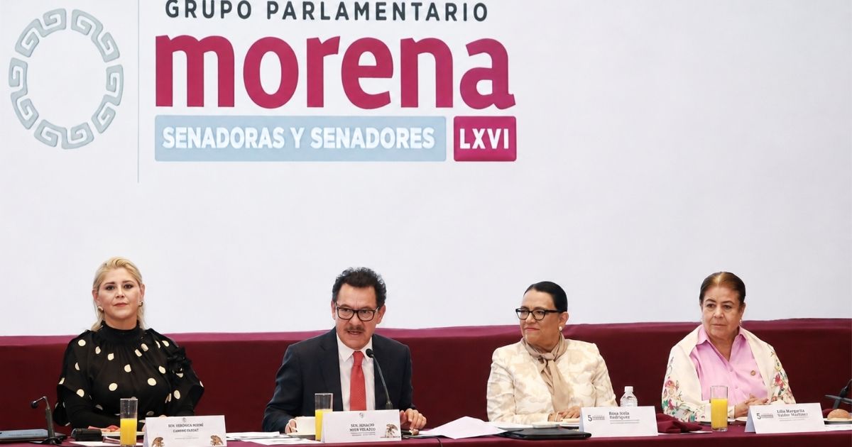 Rosa Icela Rodríguez durante la quinta reunión plenaria de diputados de Morena en la Cámara de Diputados