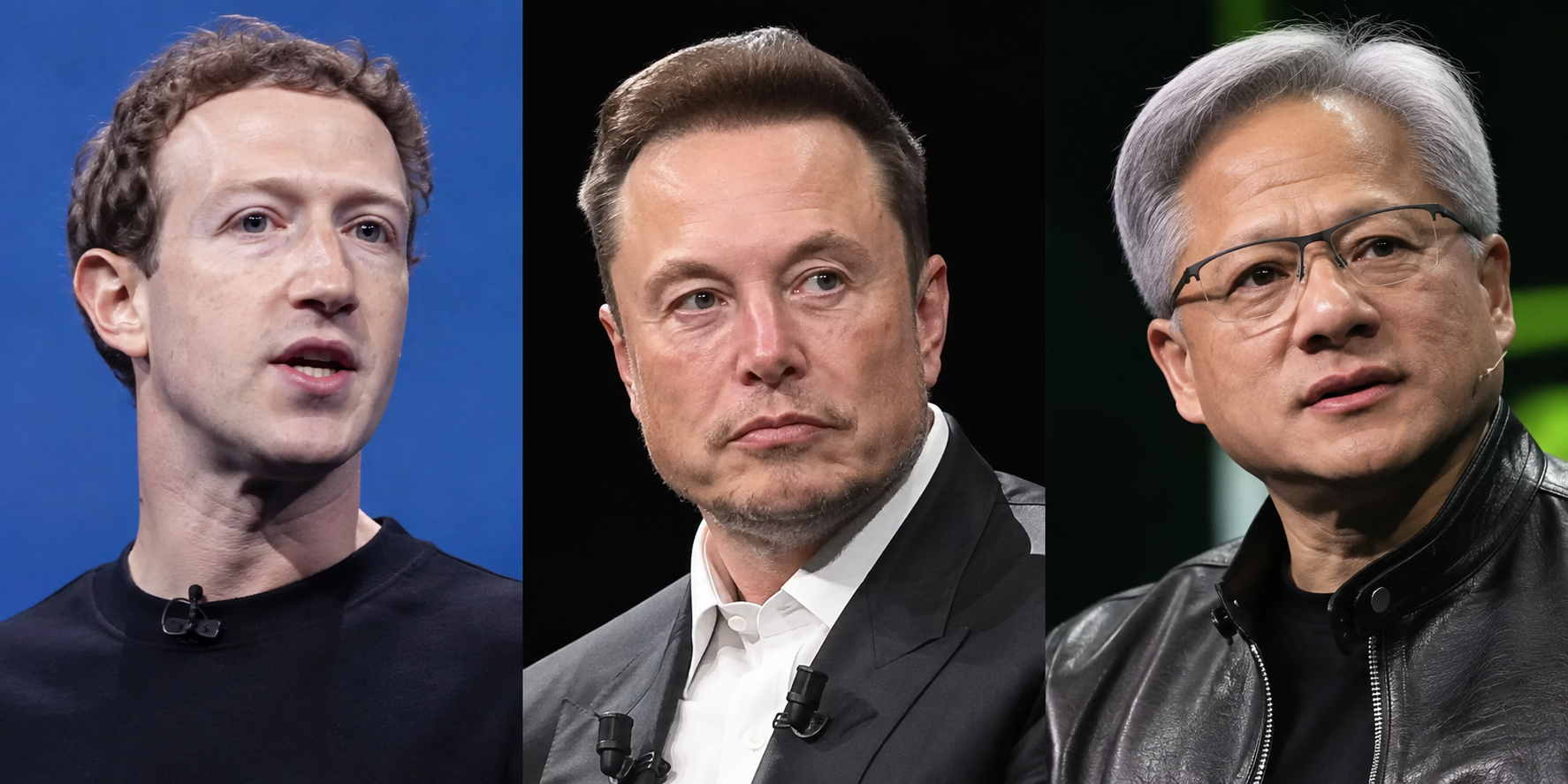 Mark Zuckerberg, Elon Musk y Jensen Huang, protagonistas del debate sobre regulación de IA