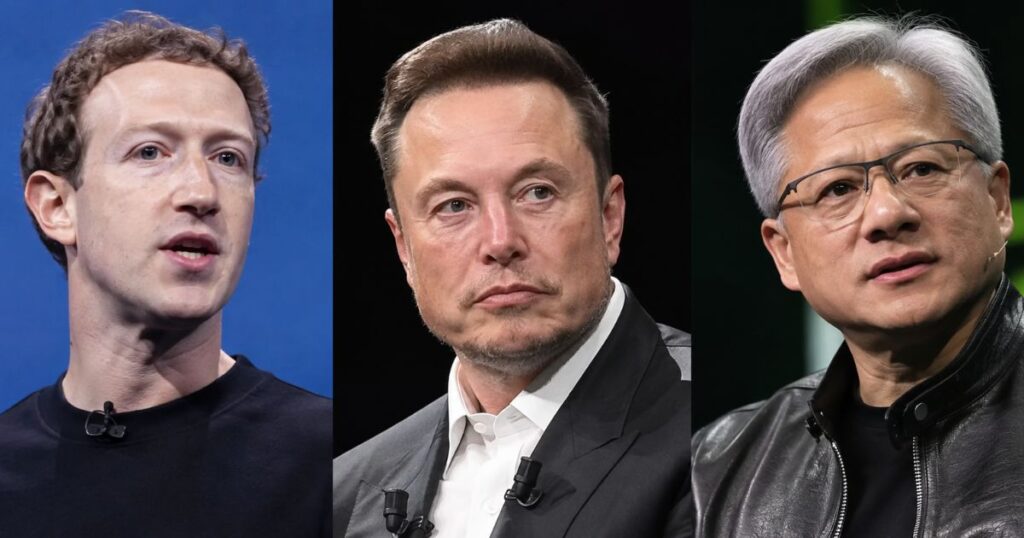 Mark Zuckerberg, Elon Musk y Jensen Huang, protagonistas del debate sobre regulación de IA