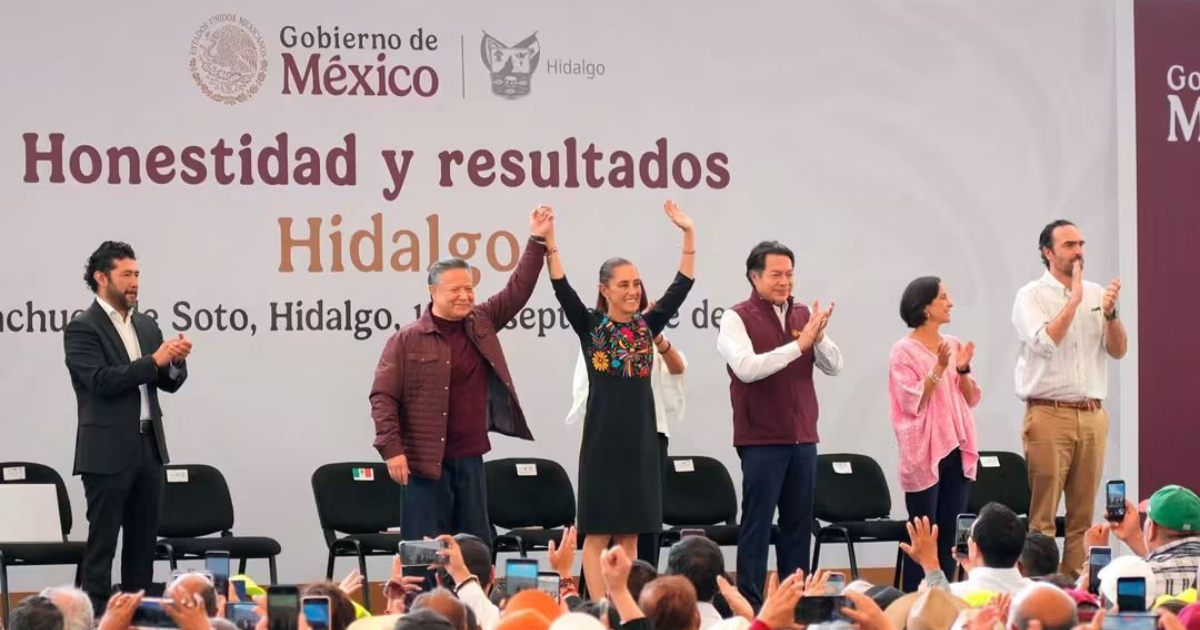 Claudia Sheinbaum durante el balance de Programas para el Bienestar en Hidalgo