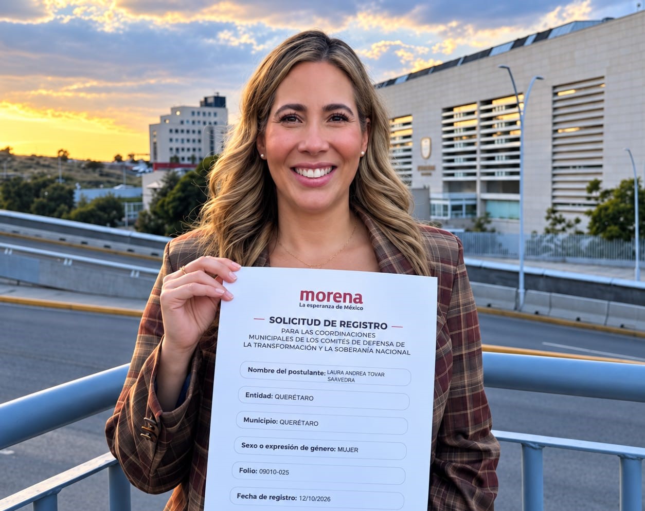 Andrea Tovar sostiene una solicitud de registro de Morena para la coordinación municipal de Querétaro.